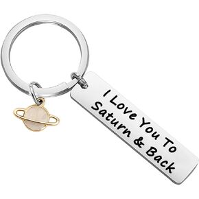 LQRI Long Distance Relationship Gift Anniversary Keychain I Love You to Saturn and Back