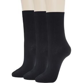 Women's Cotton Ribbed Dress Crew Socks Business Classic Casual Designed 3 Pairs Solid Colors (Shoe Size 6-9)