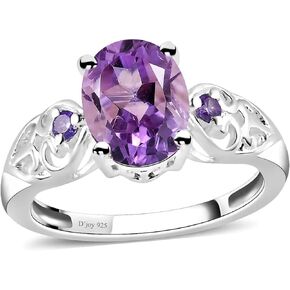 Shop LC Amethyst Rings for Women Sterling Silver 925 Amethyst Ring Cubic Zirconia CZ Crystal Jewelry Gifts Ctw 1.85 Birthday Gifts