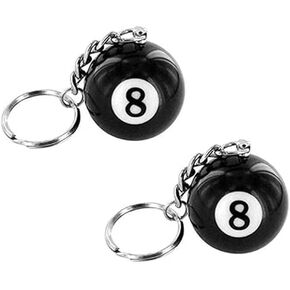 Calsgkspray 2Pcs Black Creative Number Eight Billiard Key Chain Pendant Car Key Ring Decoration Useful and Practical Accessories Gift Keychains and Charms Accessories