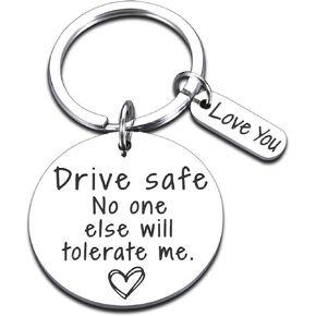 Drive Safe Keychain Valenitnes Day Gifts for Him Her Boyfriend Husband Christmas