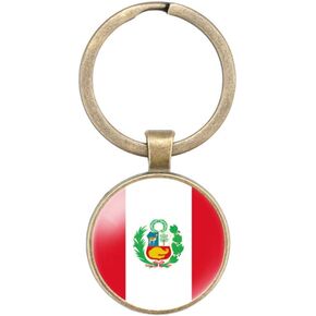 Peru National Flag Restore Ancient Key Chain Keyring Gift Men Women Keychain Alloy and Inlaid Glass Materials