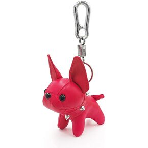 SWHJ Cute Puppy Car Keychain,Leather Handmade Bull Dog Key Chain Accessories,Best Fashion Gifts For Women-Kids-Friend.