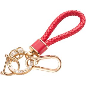Car Keychain for Women Leather Glitter Rhinestone Keychain Ring Strap Keychain Accessories Car Key Decorations