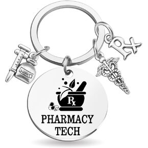 Pharmacy Tech Gifts for Women Men Pharmacy Technician Accessories Keychain Gift for Pharmacist RX Keychains Syringe Key Charm Pharmacy Week Gifts