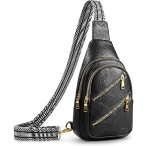 LarKoo Sling Bag Chest Pack Gifts for Women PU Leather Small Crossbody Bags Fashion Purses with Adjustable Guitar Strap