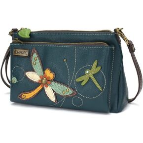 Chala Dragonfly RFID Protected Vegan Leather Deluxe Crossbody Bag (Turquoise)