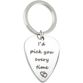 Meiligo® Stainless Steel Boyfriend Girlfriend Keychain Jewelry You're My Pick Guitar Pick Key Chain for Musician