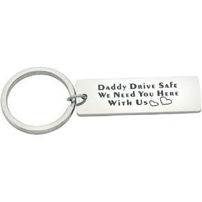 Personalized Fathers Day Gift for Trucker Dad Drive Safe Keychain Trucker Gift