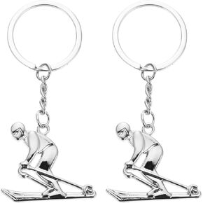 NOLITOY Ski Key Chain Pendant Couples Gifts 2Pcs Skiing Keychains skiing keyring skier keychain ski key chains Skis Key Ring Car Decor Key Hanging Ornament