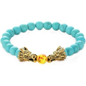 LSxAB Women Men Dragon Lava Stone Bracelets Turquoise Bracelets Stretch Good Luck Chinese Dragon Bracelet for Men Birthday Boyfriends Husband