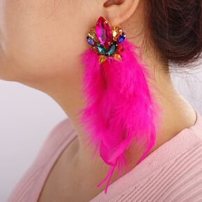 Denifery Long Feather Earrings Bohemian Earrings Multicolor Tassel Handmade Feather Earrings Dangling Earrings for Women and Girls (Black)