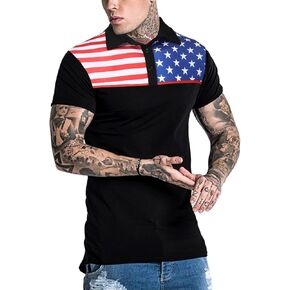 Daupanzees Men's Rose Casual Short Sleeve Floral Print Jersey Polo Shirt