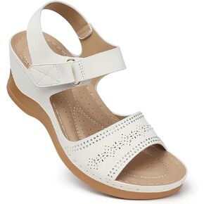 SHIBEVER Wedge Sandals For Women Low: Dressy Summer Sandal - Comfortable Rhinestone Sandals