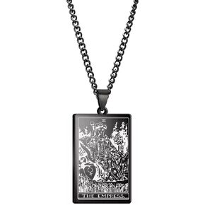 Tarot Card Necklace - Tarot Necklace for Women & Men - Tarot Card Jewelry - Stainless Steel Rider Waite Tarot Necklace - Zodiac Pendant - Hip Hop Jewelry - Bikers Necklace - Tarot Jewelry Pendant Necklace in Kuwait