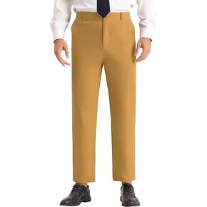 Lars Amadeus Dress Pants for Men's Regular Fit Flat Front Solid Business Wedding Trousers