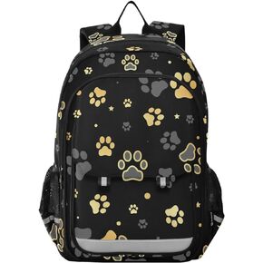 ALAZA Gold Dog Paw Print Polka Dot Laptop Backpack Purse for Women Men Travel Bag Casual Daypack with Compartment & Multiple Pockets