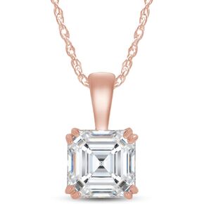AFFY Asscher Cut Cubic Zirconia Solitaire Pendant in 14K Gold Over Sterling Silver