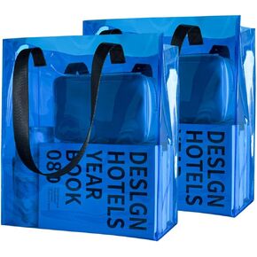 ONEART 2 Pcs Clear Tote Bag Iridescent Plastic Transparent Shoulder Bag for Shopping Holiday Picnic