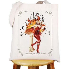 WZMPA Zodiac Sign Canvas Tote Bag 12 Constellation Inspired Gifts Horoscope Astrology Shoulder Bag Zodiac Constellation Merch