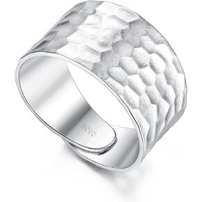 ميلاكولاتو خاتم فضة استرليني عيار 990 مصنوع يدويًا بتصميم قبة عريض ومصقول يدويًا للنساء والرجال، قابل للتعديل ليناسب مقاس 7-11 in Kuwait