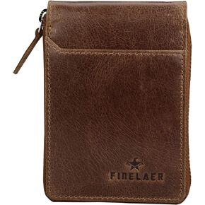 Leather 9 Slot Vertical Credit Debit Card Holder Money Wallet Zipper Coin Purse for Men Women (Dark Brown)