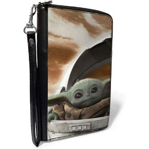 Buckle-Down Women's PU Zip Around Wallet Rectangle-Star Wars The Child, 7.5"x4.5"