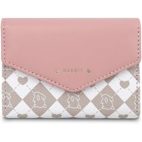 Small Wallets for Girls Kids Cute Rabbit Slim Bifold Wallet Cash Pocket Card Holder Coin Purse for Women (White)