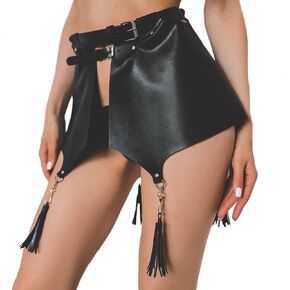 Nicute Leather Belt Skirt Black Waist Chain Punk Skirts Belt Goth Body Accessories for Women and Girls