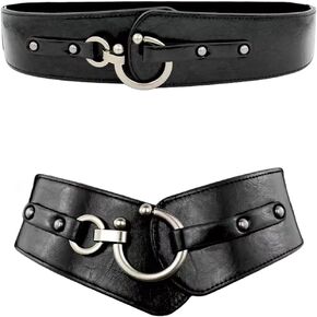 Women Wide Elastic Waist Belt Stretch Waist Belt Fashion Retro Leather Waistband for Dresses, Cosplay Belt