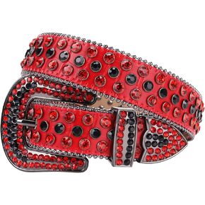 Rhinestone Belt for Men Women, Western Leather Belts Sparkle, Cowgirl Cowboy Shining Diamond Studded Crystal Belt for Jeans