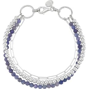 Silpada 'Luminary’ Sterling Silver Tanzanite and Hematite Chain Bracelet, 7.5"