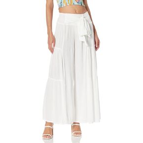 Angie Women's Tie Waist Tiered Wide Leg Pants