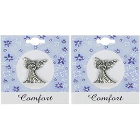Comfort Angel Lapel Pin, Silver Guardian Angel Jewelry Pin For Women, 3/4 Inches Tall, by Abbey + CA Gift, 1 Count (Pack of 1)