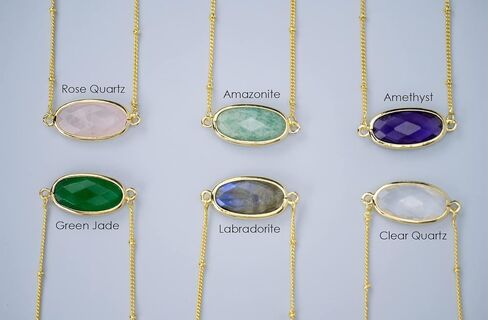 عقد بقلادة من الأحجار الكريمة الطبيعية من Angelstones، قلادات كريستال علاجية مطلية بالذهب عيار 14 قيراط للنساء in Saudi Arabia