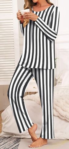 Anymeet Womens Pajama Set Long Sleeve 2 Piece Fall Ladies Sleepwear Soft Lounge Sets Comfy PJs With Pockets in Saudi Arabia