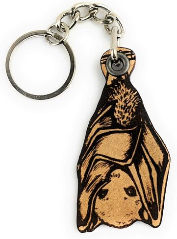 ForLeatherMore - Bat Cutout - Genuine Leather Keychain - Wildlife Key Fobs, Brown, Tan, 1 Size in Kuwait