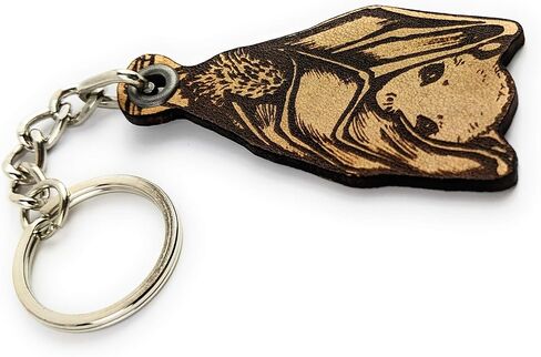 ForLeatherMore - Bat Cutout - Genuine Leather Keychain - Wildlife Key Fobs, Brown, Tan, 1 Size in Kuwait