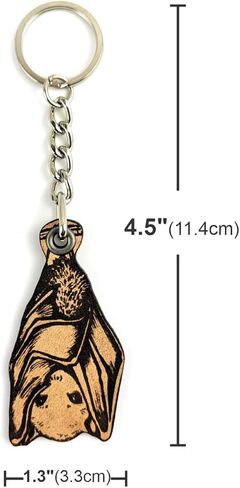 ForLeatherMore - Bat Cutout - Genuine Leather Keychain - Wildlife Key Fobs, Brown, Tan, 1 Size in Kuwait