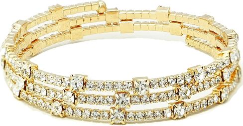 Multi-loop Alloy Rhinestone Bracelet Opening Adjustable Size Spiral Wrap Bangle Band for Women Girls in Saudi Arabia