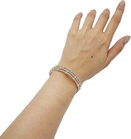 Multi-loop Alloy Rhinestone Bracelet Opening Adjustable Size Spiral Wrap Bangle Band for Women Girls in Saudi Arabia