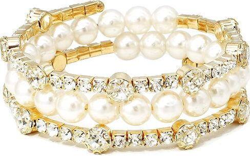 Multi-loop Alloy Rhinestone Bracelet Opening Adjustable Size Spiral Wrap Bangle Band for Women Girls in Saudi Arabia