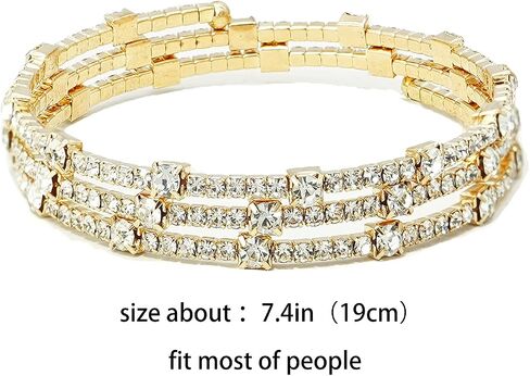 Multi-loop Alloy Rhinestone Bracelet Opening Adjustable Size Spiral Wrap Bangle Band for Women Girls in Saudi Arabia