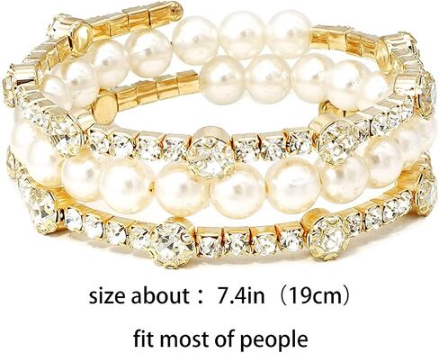 Multi-loop Alloy Rhinestone Bracelet Opening Adjustable Size Spiral Wrap Bangle Band for Women Girls in Saudi Arabia