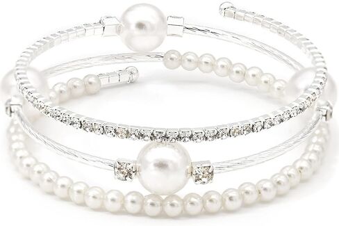 Multi-loop Alloy Rhinestone Bracelet Opening Adjustable Size Spiral Wrap Bangle Band for Women Girls in Saudi Arabia