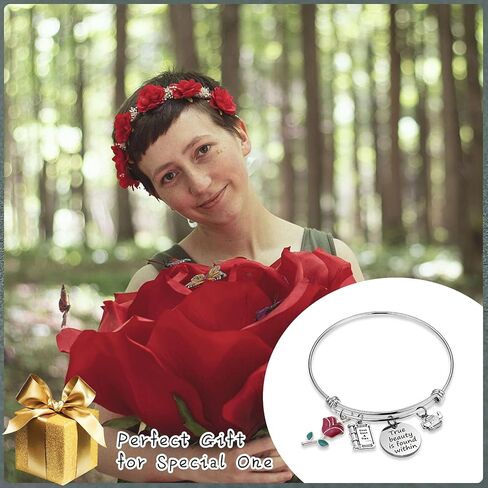 HELAN Beauty and The Beast Gift سوار ملهم الجمال الحقيقي موجود داخل Beauty and The Beast Fans Gift Princess Belle سوار هدية الزفاف in Kuwait