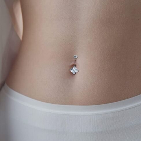 ZYTAIJEW ASTM F136 10mm Belly Bars G23 Titanium 14G Round/Triangle/Rhombus/Heart CZ/Ball Belly Navel Rings Cubic Zirconia Belly Button Ring in Kuwait