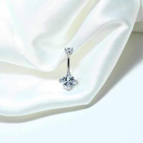 ZYTAIJEW ASTM F136 10mm Belly Bars G23 Titanium 14G Round/Triangle/Rhombus/Heart CZ/Ball Belly Navel Rings Cubic Zirconia Belly Button Ring in Kuwait