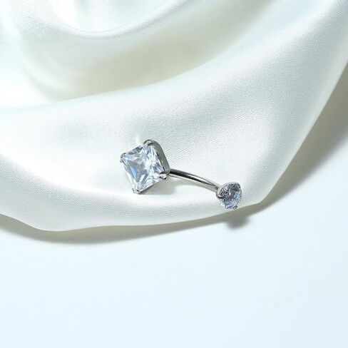 ZYTAIJEW ASTM F136 10mm Belly Bars G23 Titanium 14G Round/Triangle/Rhombus/Heart CZ/Ball Belly Navel Rings Cubic Zirconia Belly Button Ring in Kuwait