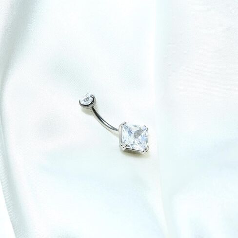 ZYTAIJEW ASTM F136 10mm Belly Bars G23 Titanium 14G Round/Triangle/Rhombus/Heart CZ/Ball Belly Navel Rings Cubic Zirconia Belly Button Ring in Kuwait